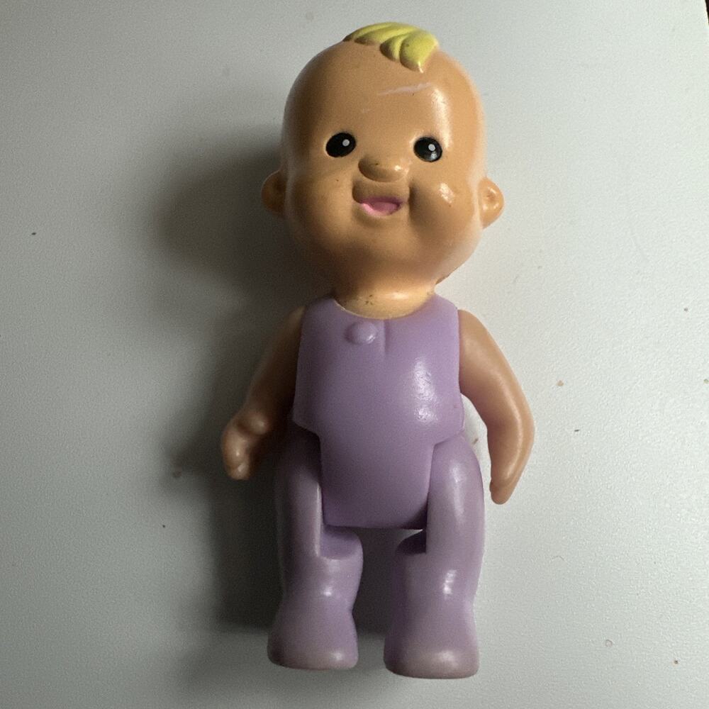 Fisher Price My First Dollhouse 2004 Baby Figure Blonde Purple Pajamas